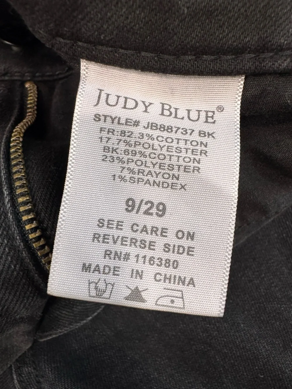 Judy Blue Charcoal Black Denim Distressed 90’s Straight Jeans, size 29 - Picture 11 of 16